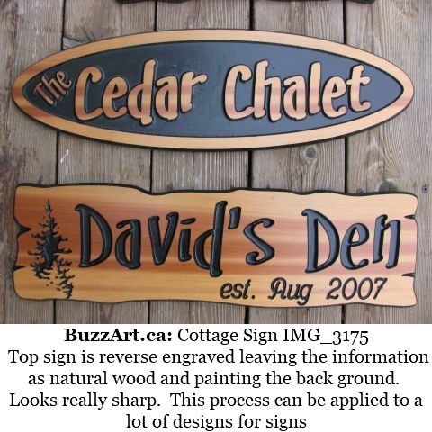 1 sq ft Wood engraved cottage signs and home addresses signs - Buzz Art